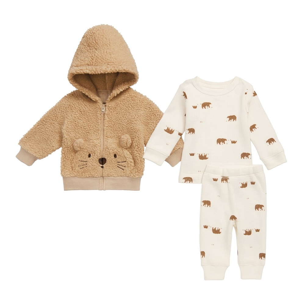 Carter's Cream and Brown Bear Matching Set